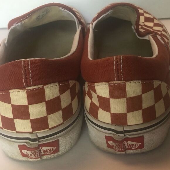 Vans Off The Wall Burnt Orange Checkered slip on Sneakers -Women 11- Men 9.5 - Picture 4 of 6